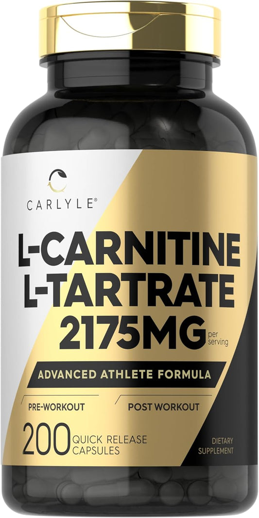 Carlyle L-Carnitine L-Tartrate 2175mg | 200 Capsules | Advanced Athlete Formula | Workout Supplement | Non-GMO | Gluten Free