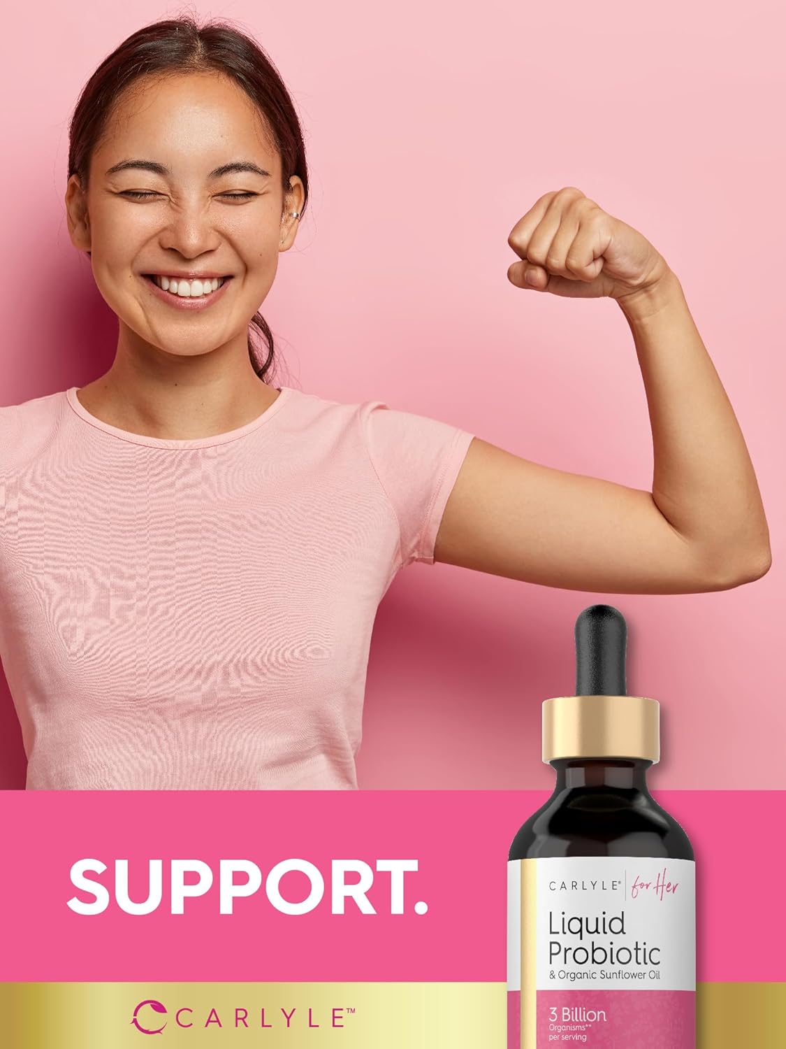 Carlyle Liquid Probiotic for Women - 2 fl oz - Organic Sunflower Oil - 3 Billion Active Organisms - Dietary Supplement - BoostGo Australia