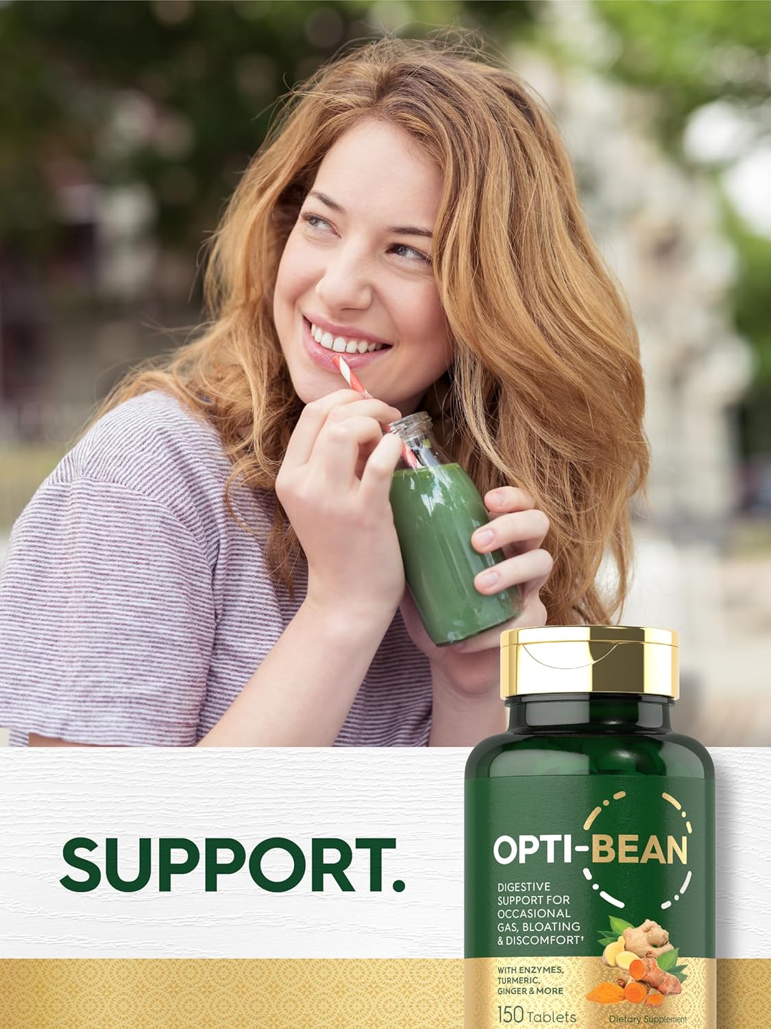 Carlyle Opti-Bean Enzyme Blend Supplement | 150 Tablets | Digestive Support for Gas, Bloating & Discomfort | Vegetarian, Non-GMO & Gluten Free