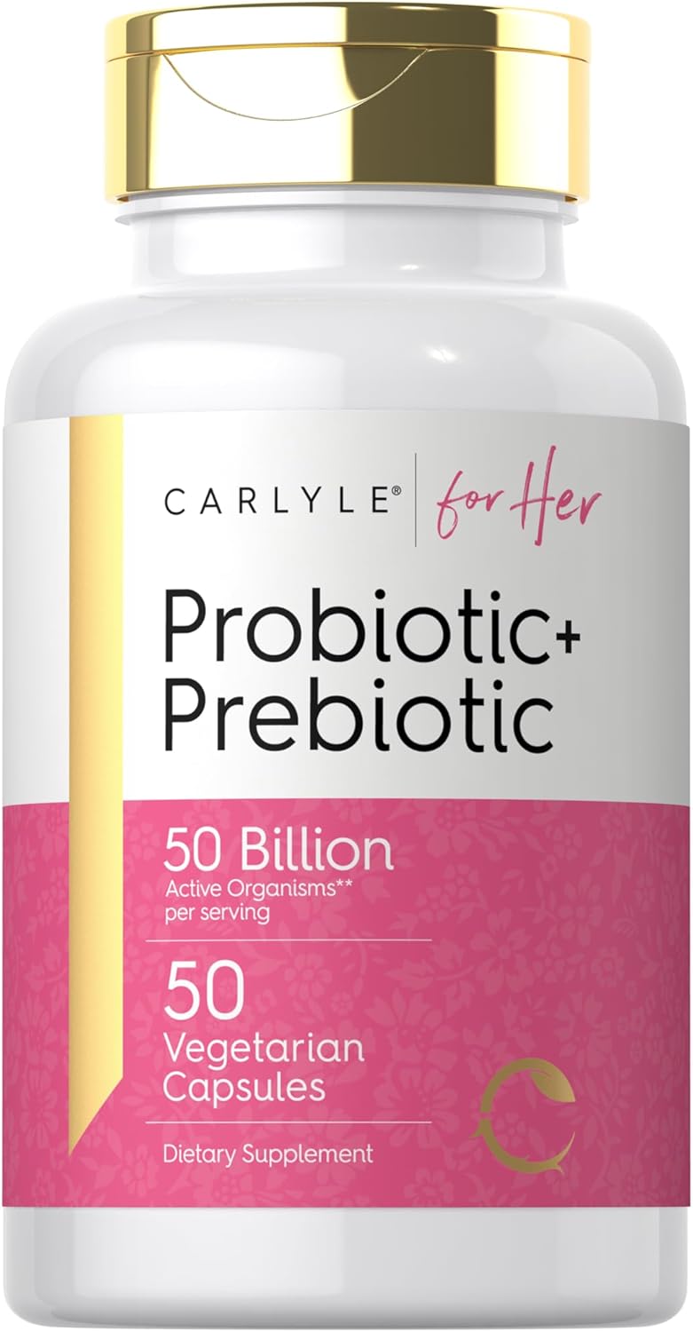 Carlyle Women's Prebiotic & Probiotic | 50 Billion Active Organisms | 50 Vegetarian Capsules