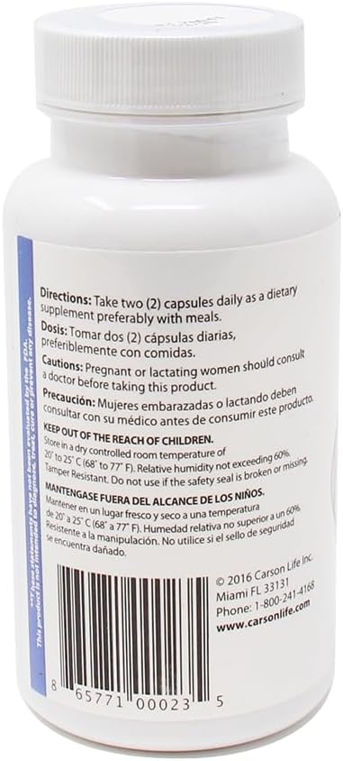 Carson Life Choline Supplement - 120 Capsules - Twin Pack for Cognitive Health and Memory Support