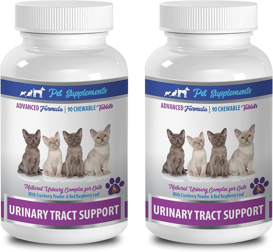 Cat Urinary Tract Support Supplements - Natural Formula - Chewable Marshmallows - 2 Bottles (180 Chews)