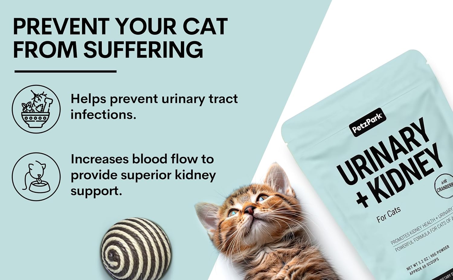 Cat UTI Treatment Powder - Cranberry, Nettle Seed, D-Mannose Supplement for Urinary Tract Health - Fast Relief & Prevention