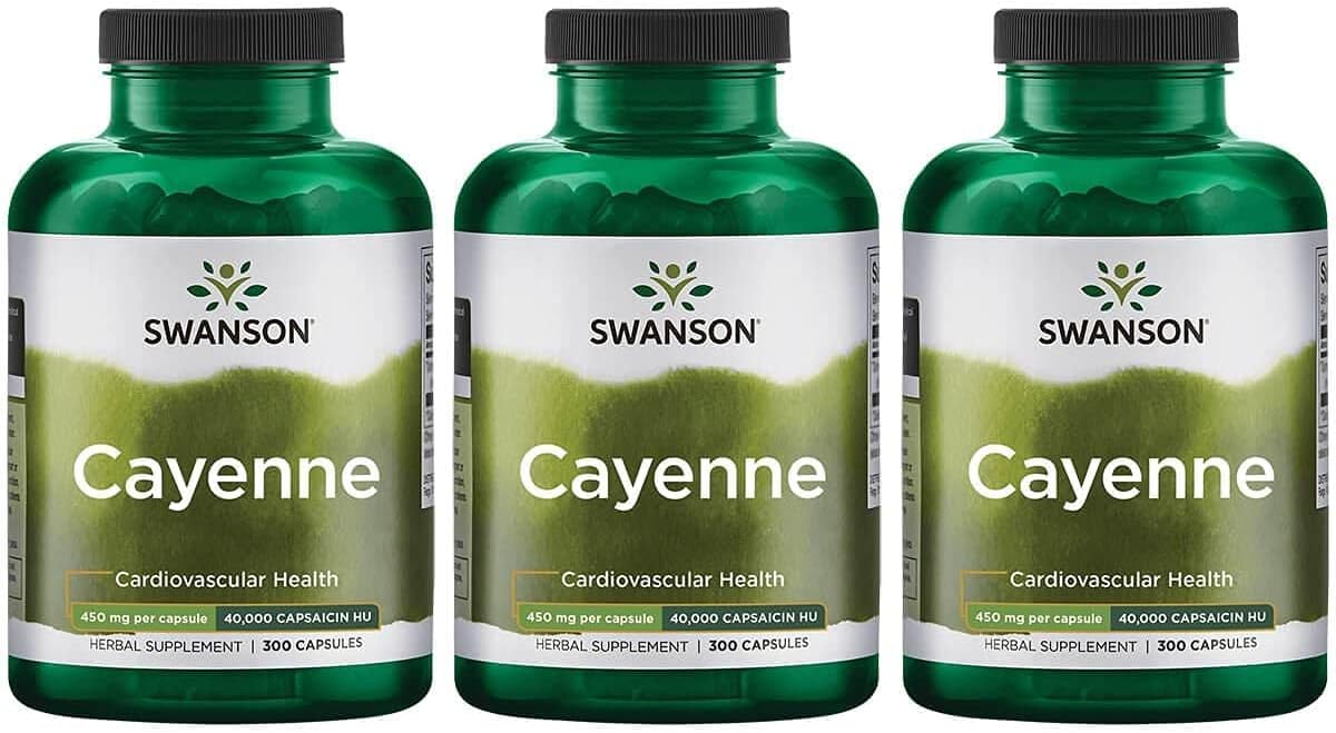 Cayenne Herbal Supplement for Digestion, Circulation, Metabolism - Heart Health Support - 900 Capsules, 450mg - 3 Pack