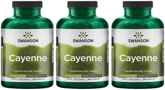Cayenne Herbal Supplement for Digestion, Circulation, Metabolism - Heart Health Support - 900 Capsules, 450mg - 3 Pack