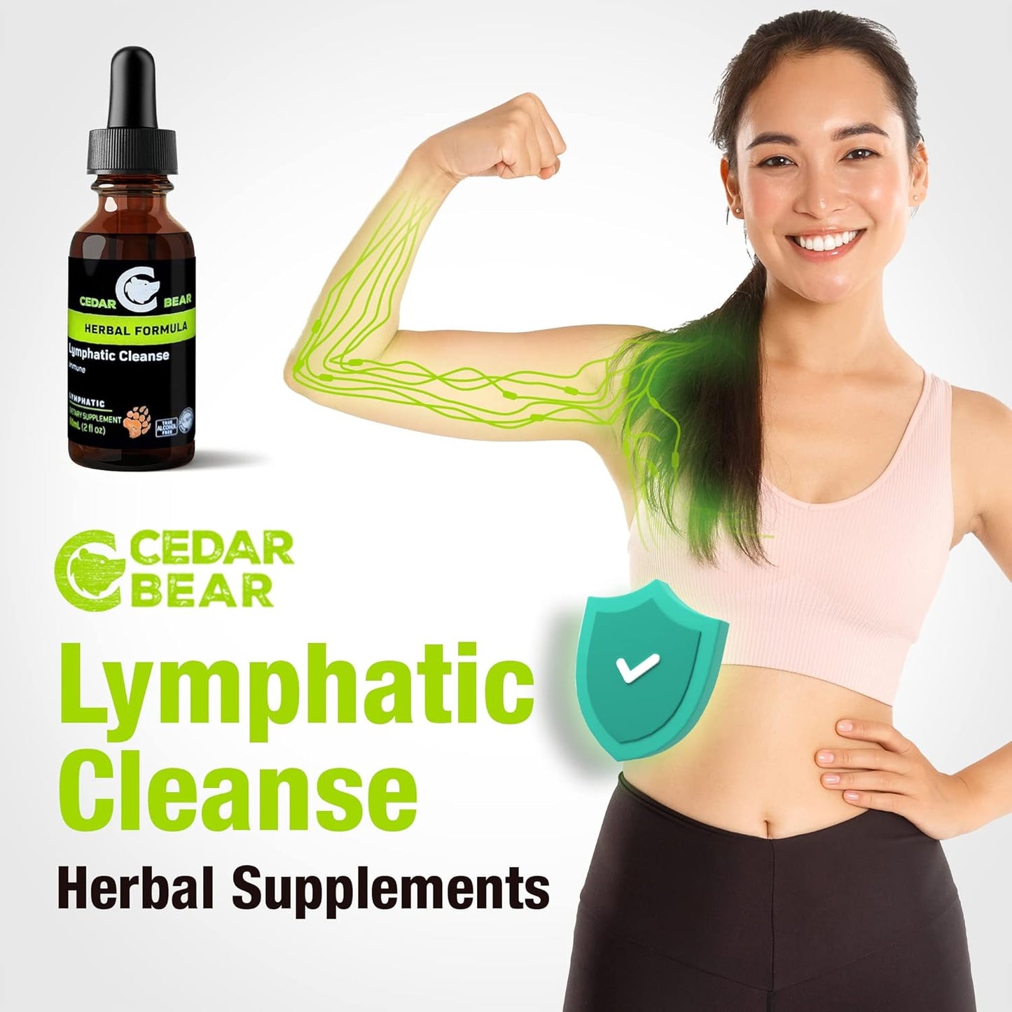 Cedar Bear Naturales Lymphatic Cleanse - Alcohol-Free Immune Support Supplement with Natural Herbs for Lymphatic Drainage, Liquid Herbal Supplements, 2 fl oz