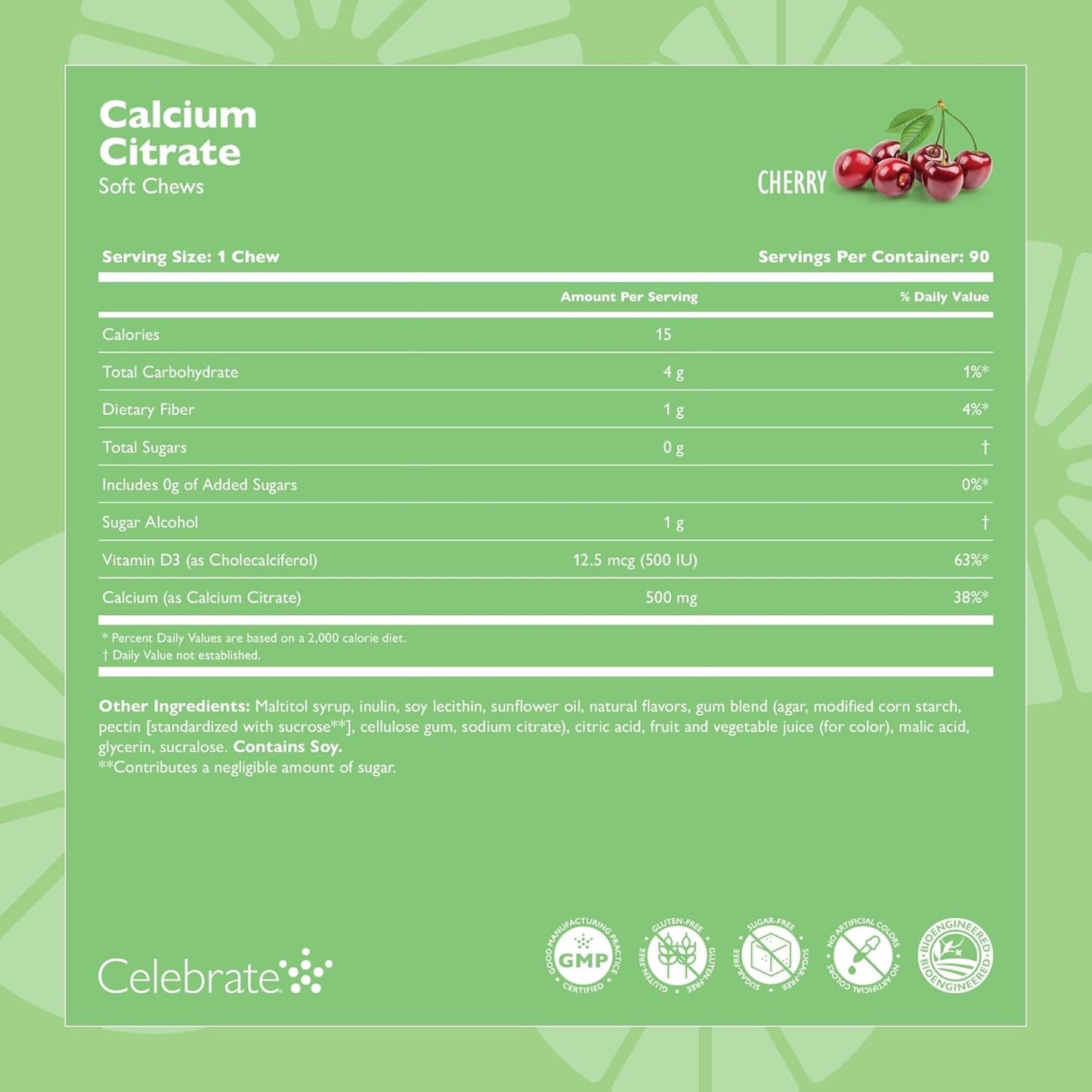 Celebrate Vitamins Bariatric 500mg Calcium Citrate Soft Chews with Vitamin D3 for Gastric Bypass Patients - Cherry Flavor, Sugar & Gluten Free (270 Chews) - BoostGo Australia