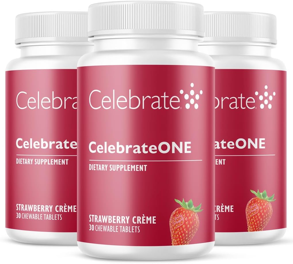 CelebrateONE Chewables: Iron-Free Bariatric Multivitamin - Essential Vitamins & Minerals - Strawberry Creme - 90 Tablets