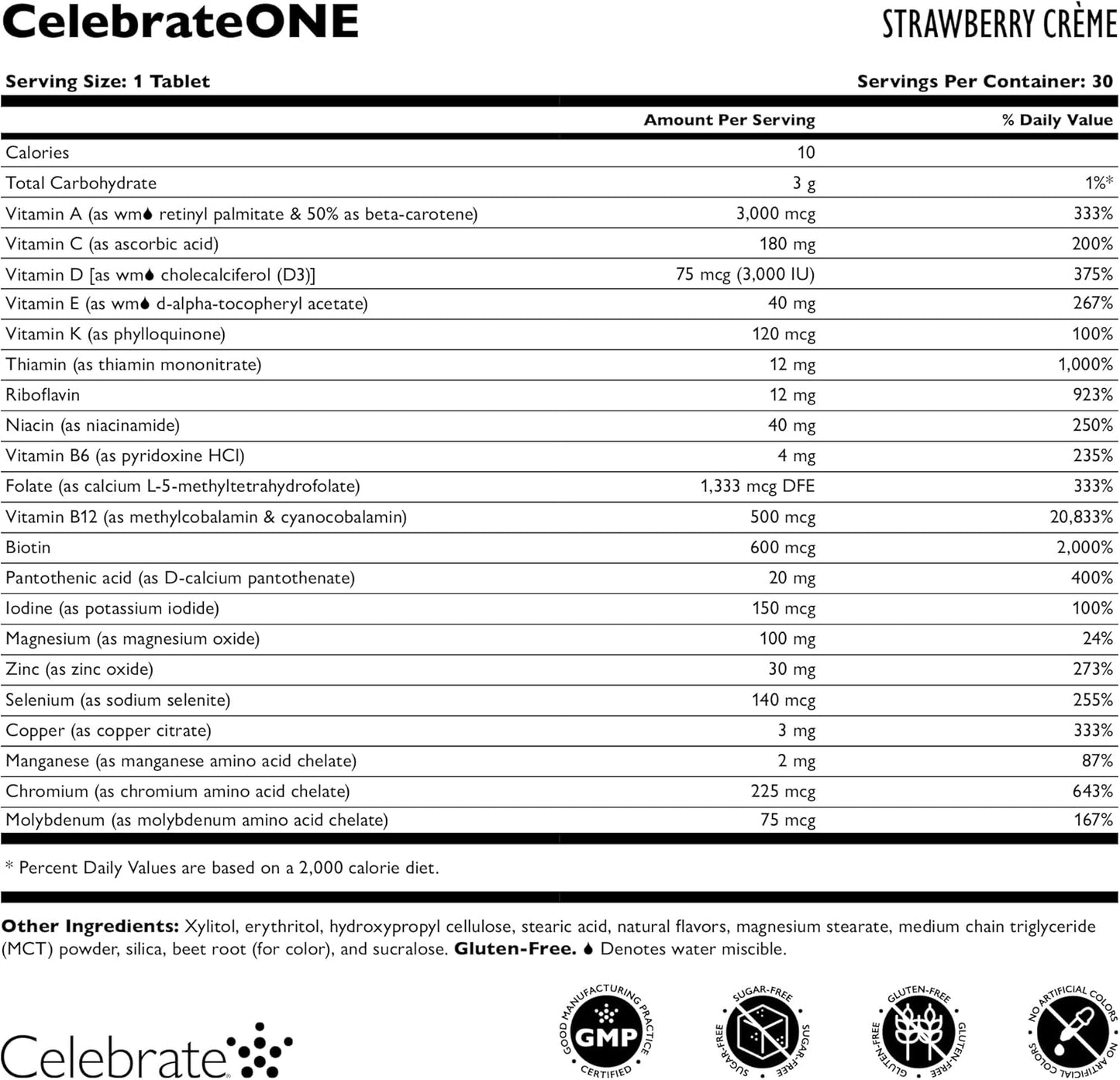 CelebrateONE Chewables: Iron-Free Bariatric Multivitamin - Essential Vitamins & Minerals - Strawberry Creme - 90 Tablets