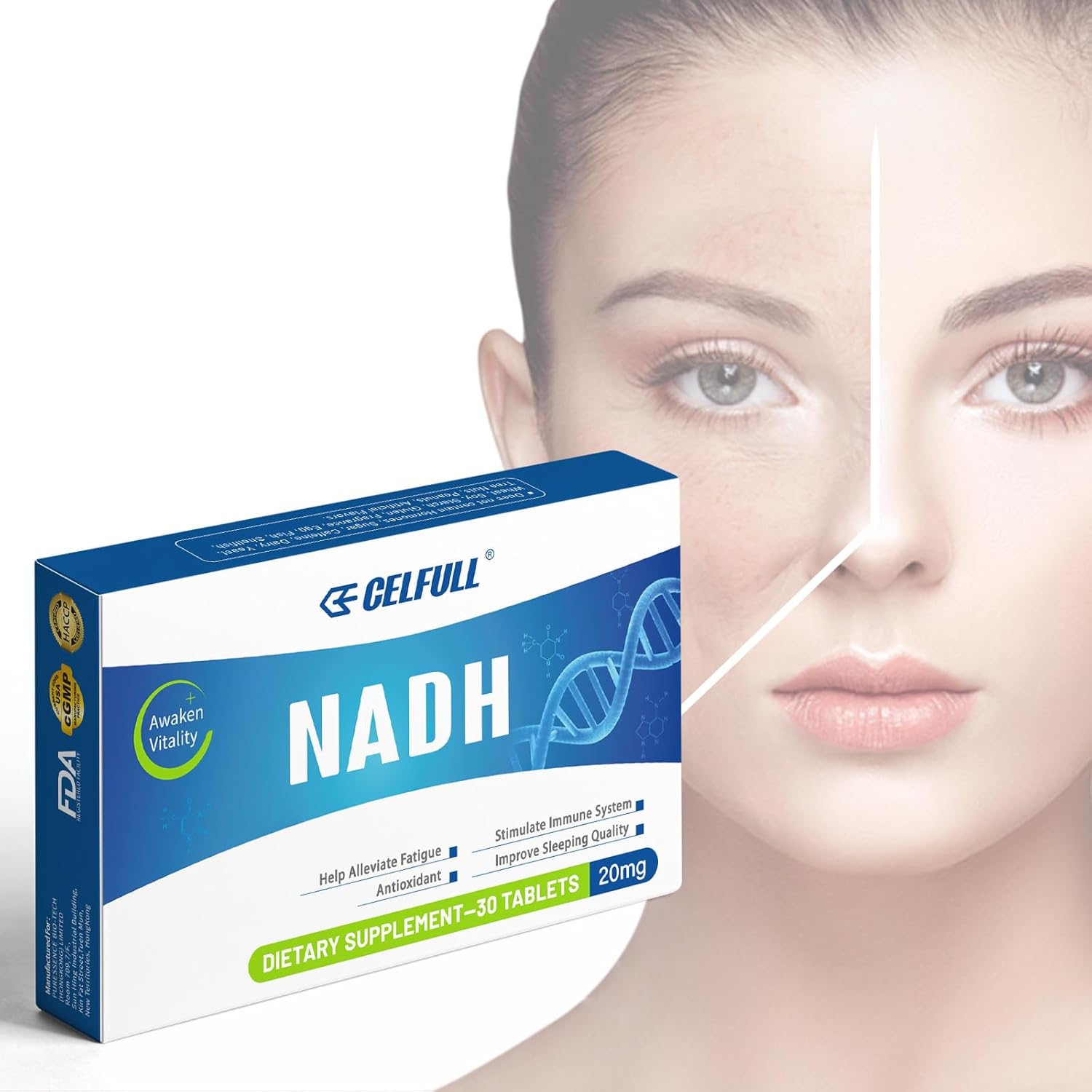 CELFULL NADH Supplements 600mg (30 Tablets) - Boost NAD+ Levels for Energy & Anti-Aging