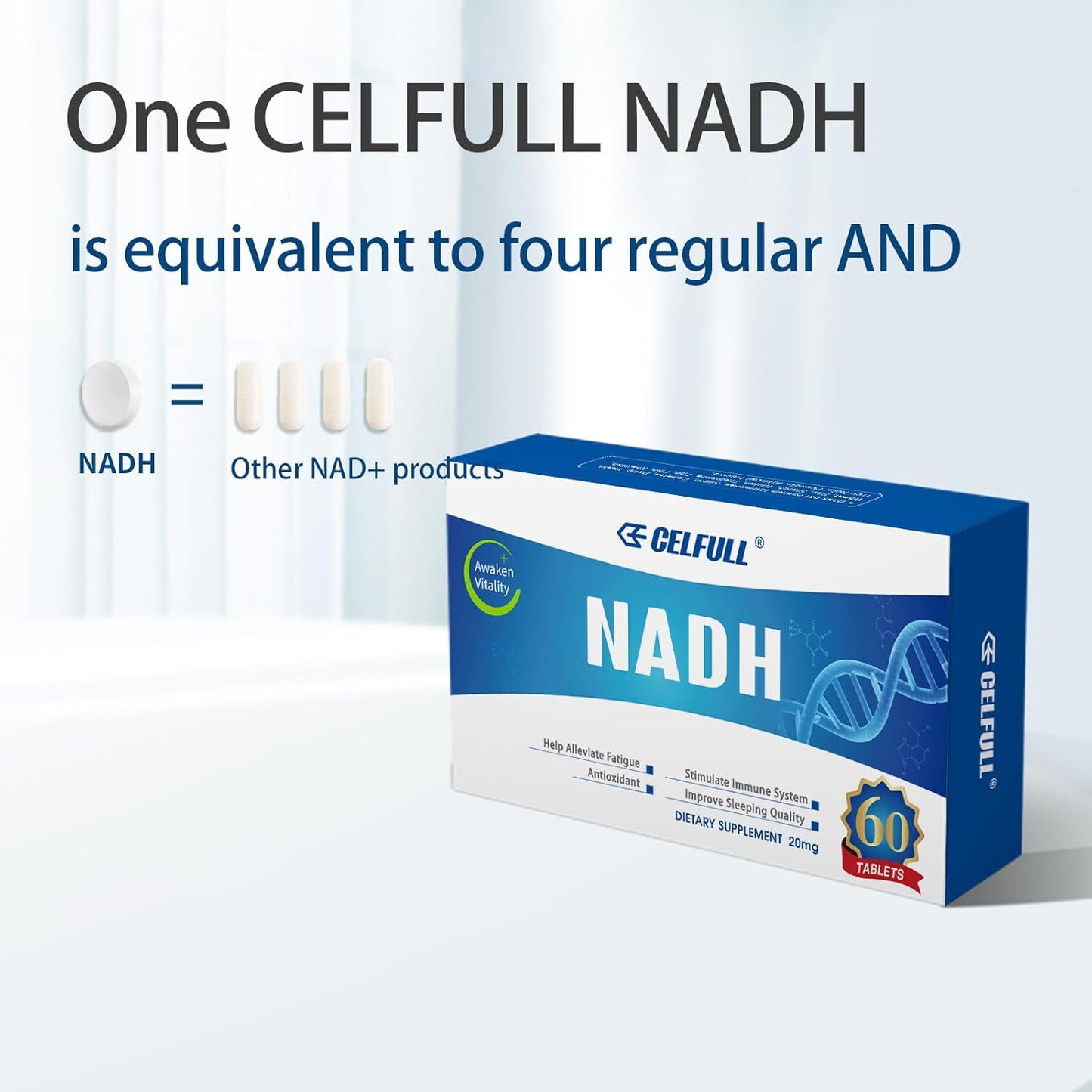 CELFULL NADH Supplements 600mg (30 Tablets) - Boost NAD+ Levels for Energy & Anti-Aging