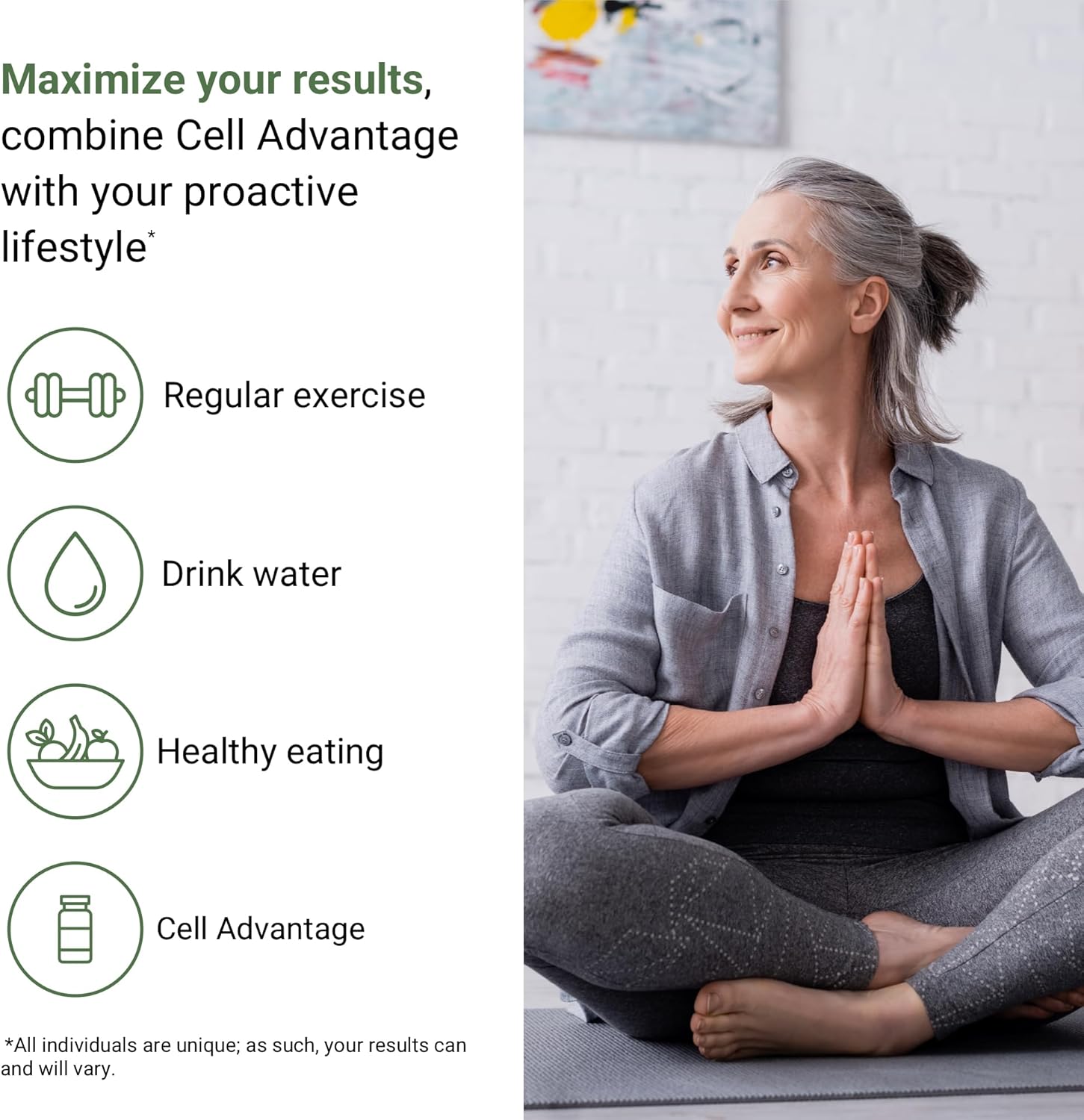 Cell Advantage Supplement for Total Body Strength, Stamina, Digestion, Focus & Concentration - 60 Capsules