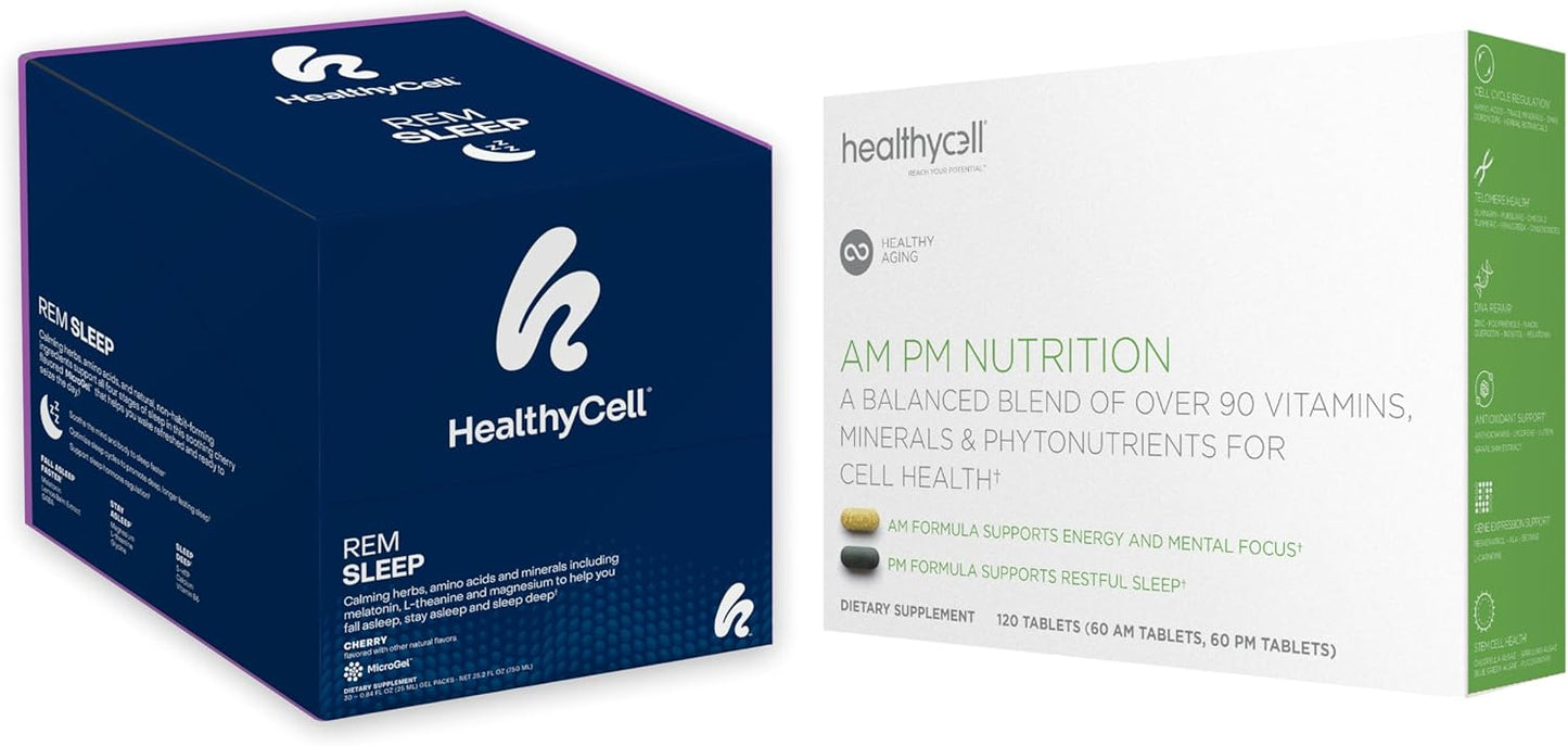 Cell Health and Sleep Support Bundle - Extra Strength AntiAging Multivitamin and Sleep Aid - Promotes DNA Repair, Energy, and Restful Sleep - Liquid Sleep Supplement + Cell Health Vitamin