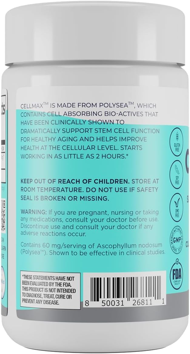 Cellmax Omax3 - Promotes Cellular Health & Collagen Production with PolySea Seaweed Extract, Clinically Proven Antioxidant Support, Immune Function Boost
