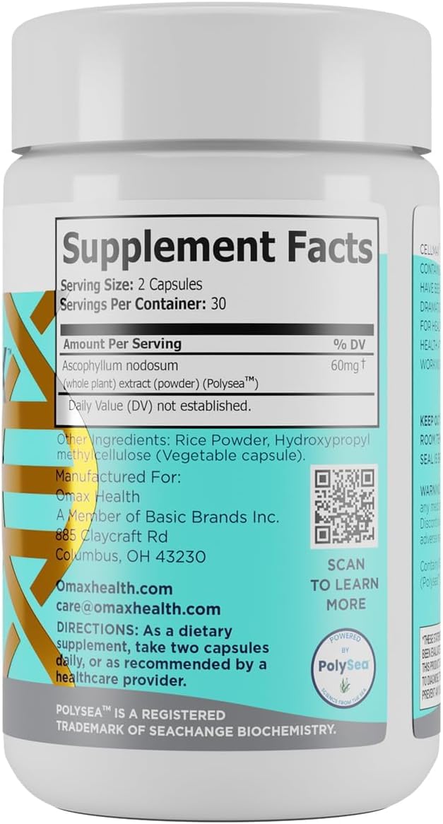 Cellmax Omax3 - Promotes Cellular Health & Collagen Production with PolySea Seaweed Extract, Clinically Proven Antioxidant Support, Immune Function Boost