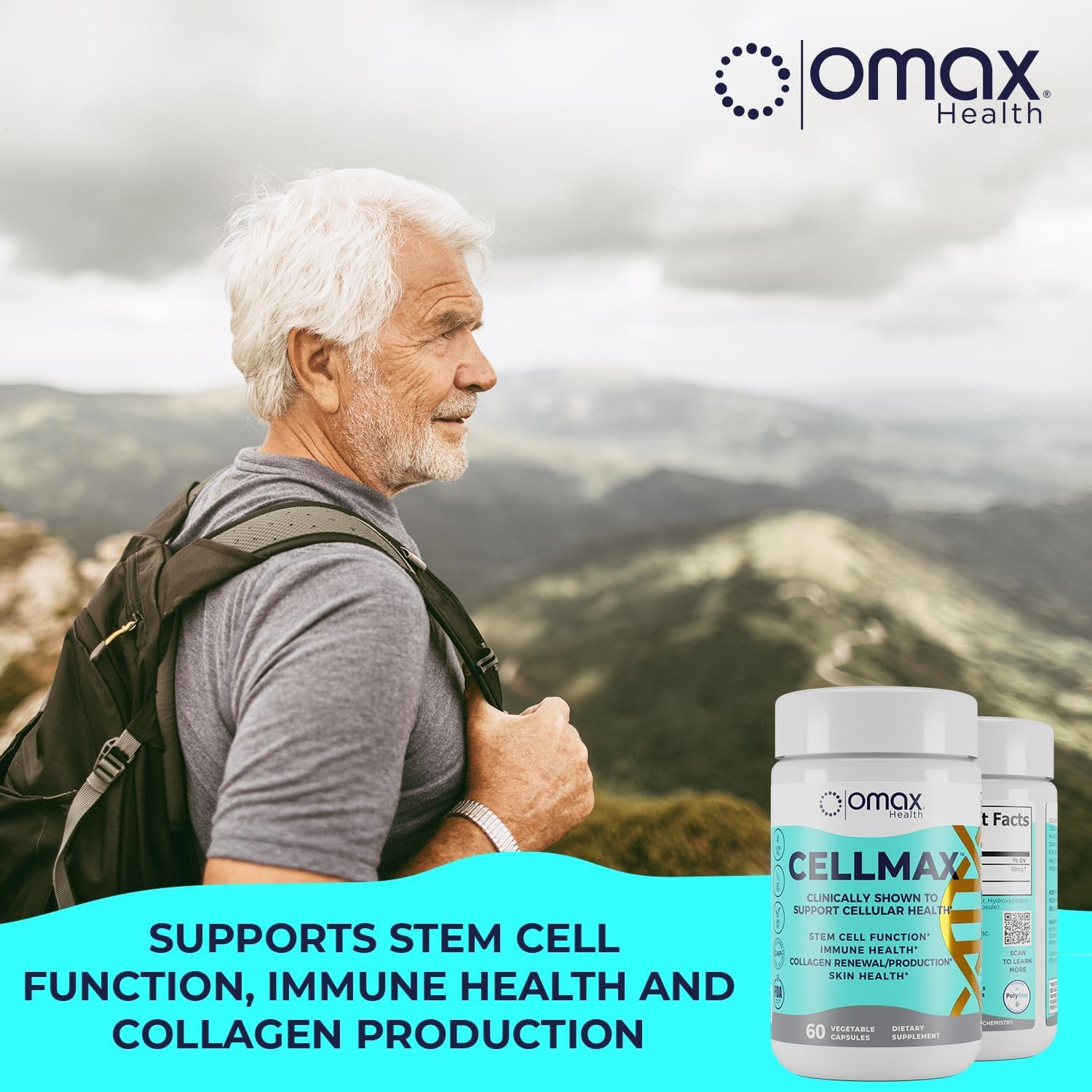 Cellmax Omax3 - Promotes Cellular Health & Collagen Production with PolySea Seaweed Extract, Clinically Proven Antioxidant Support, Immune Function Boost