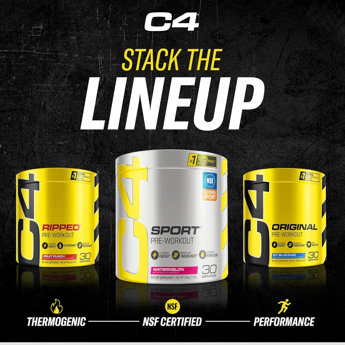 Cellucor C4 Original Pre Workout Powder ICY Blue Razz - Immune Support with Vitamin C - Sugar Free Energy Boost for Men & Women - 60 Servings