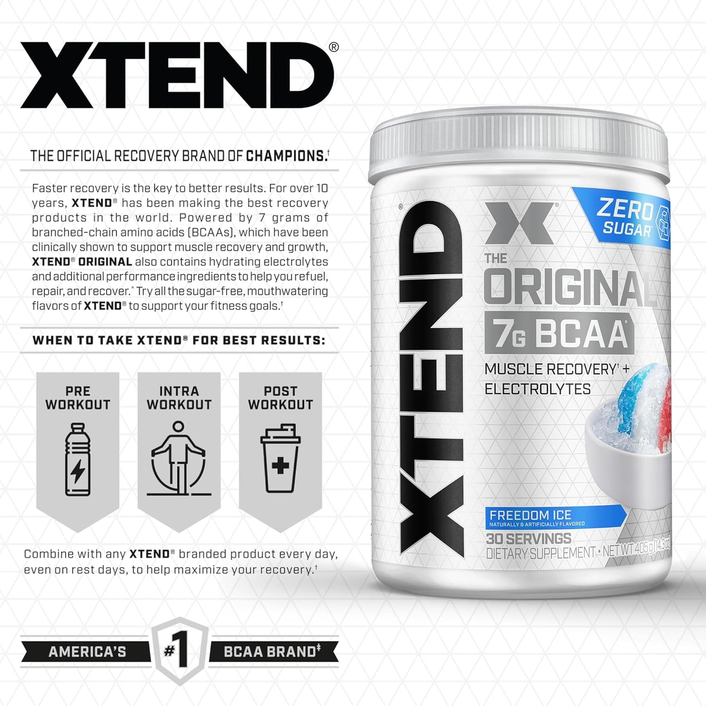 Cellucor C4 Original Pre Workout Powder & XTEND BCAA Powder Bundle, Frozen Bombsicle & Freedom Ice, 30 Servings each