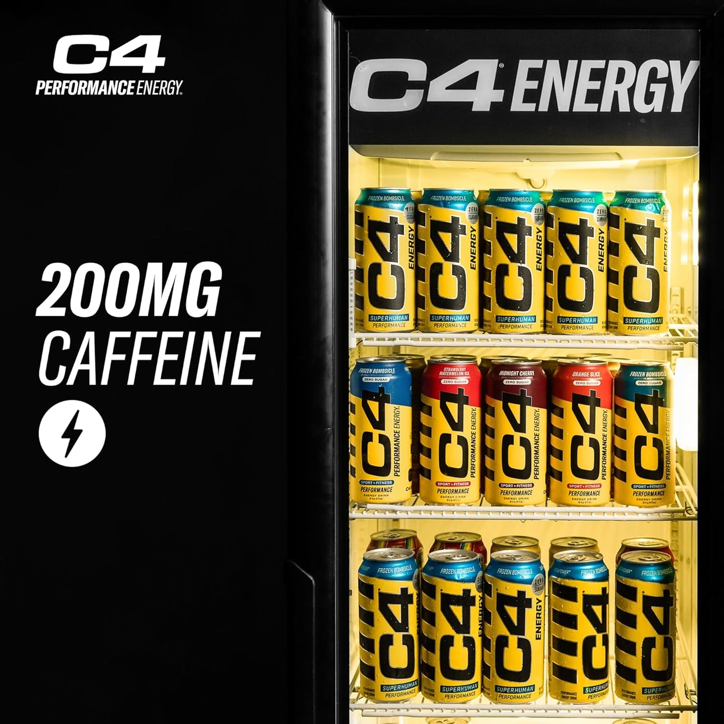 Cellucor C4 Performance Energy Drink - Zero Sugar Carbonated Preworkout with 200mg Caffeine and Beta Alanine - Arctic Snow Cone Flavor - 16 Fl Oz (12 Pack)