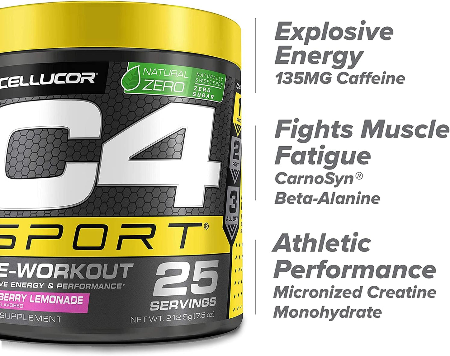 Cellucor C4 Sport Pre Workout Powder - Enhanced Energy with Creatine, Caffeine, and Beta-Alanine Blend - NSF Certified (25 Servings)