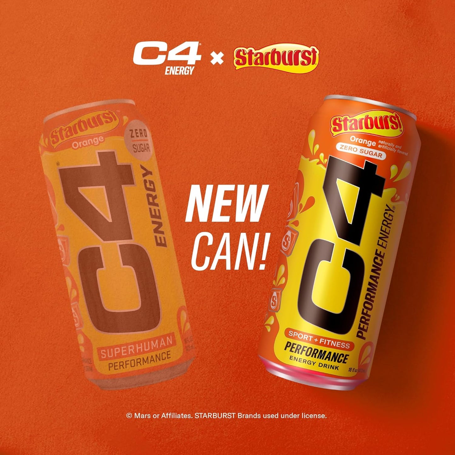 Cellucor C4 STARBURST Orange Energy Drink | Zero Sugar Preworkout | 200mg Caffeine | Beta Alanine | 16 Fl Oz (12 Pack)