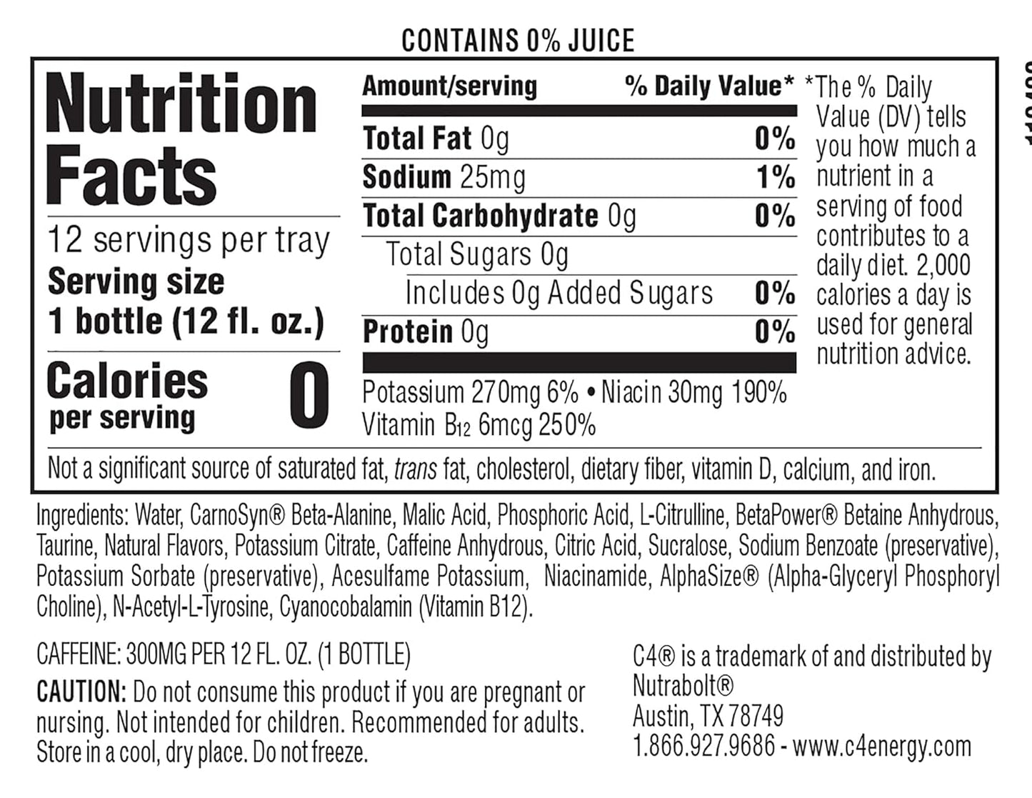 Cellucor C4 Ultimate Non-Carbonated Energy Drink with Zero Sugar and Beta Alanine - 12 Fl Oz (Pack of 12)