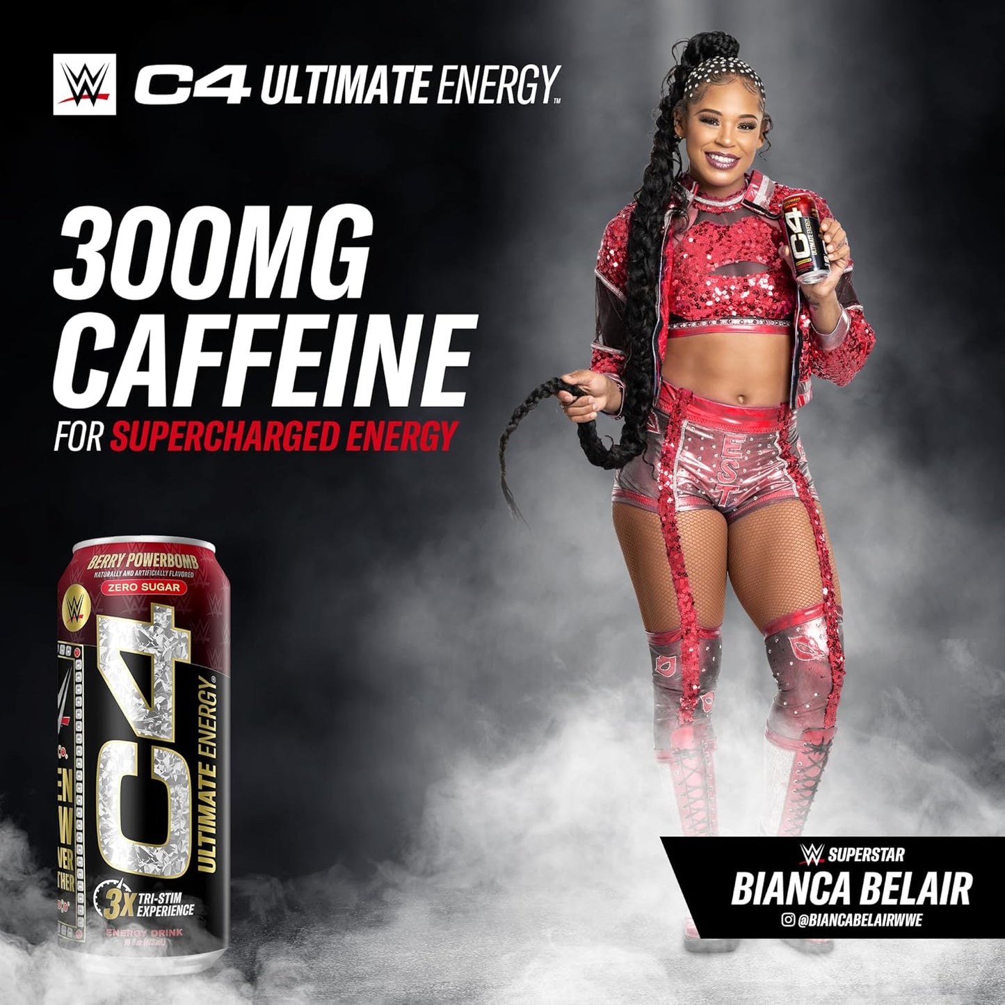 Cellucor C4 Ultimate x WWE Berry Powerbomb Pre Workout Energy Drink - 16oz (Pack of 12) Sugar Free with 300mg Caffeine, TeaCrine, and Dynamine