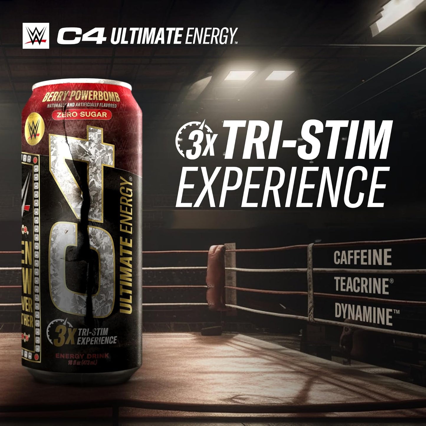 Cellucor C4 Ultimate x WWE Berry Powerbomb Pre Workout Energy Drink - 16oz (Pack of 12) Sugar Free with 300mg Caffeine, TeaCrine, and Dynamine