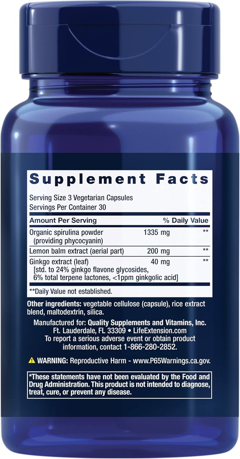 Cellular Integrity and DNA Health Support Supplement with Spirulina, Lemon Balm, Ginkgo Biloba - 90 Capsules, Gluten-Free & Non-GMO, Vegetarian Formula for Healthy Immune Response