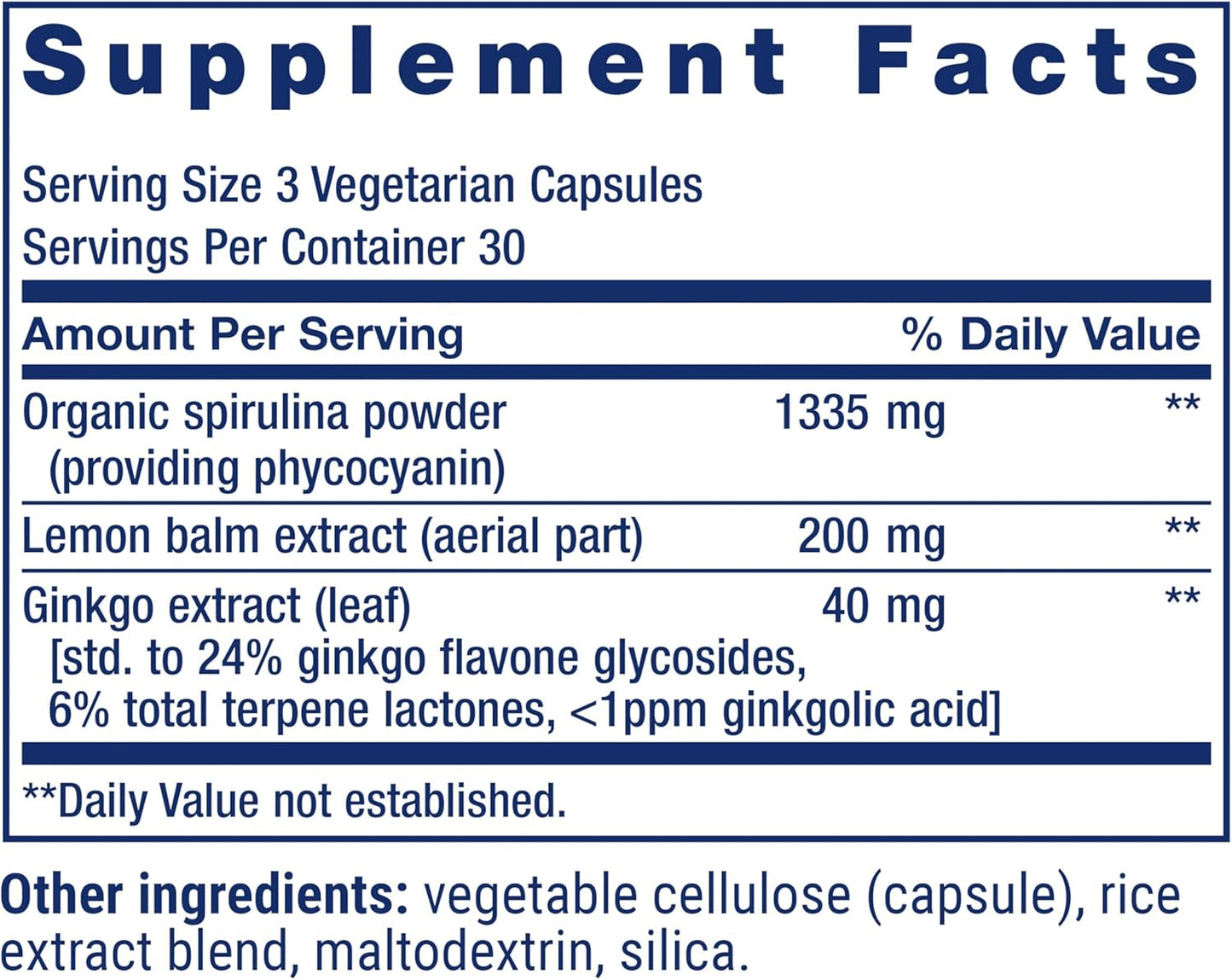 Cellular Integrity and DNA Health Support Supplement with Spirulina, Lemon Balm, Ginkgo Biloba - 90 Capsules, Gluten-Free & Non-GMO, Vegetarian Formula for Healthy Immune Response