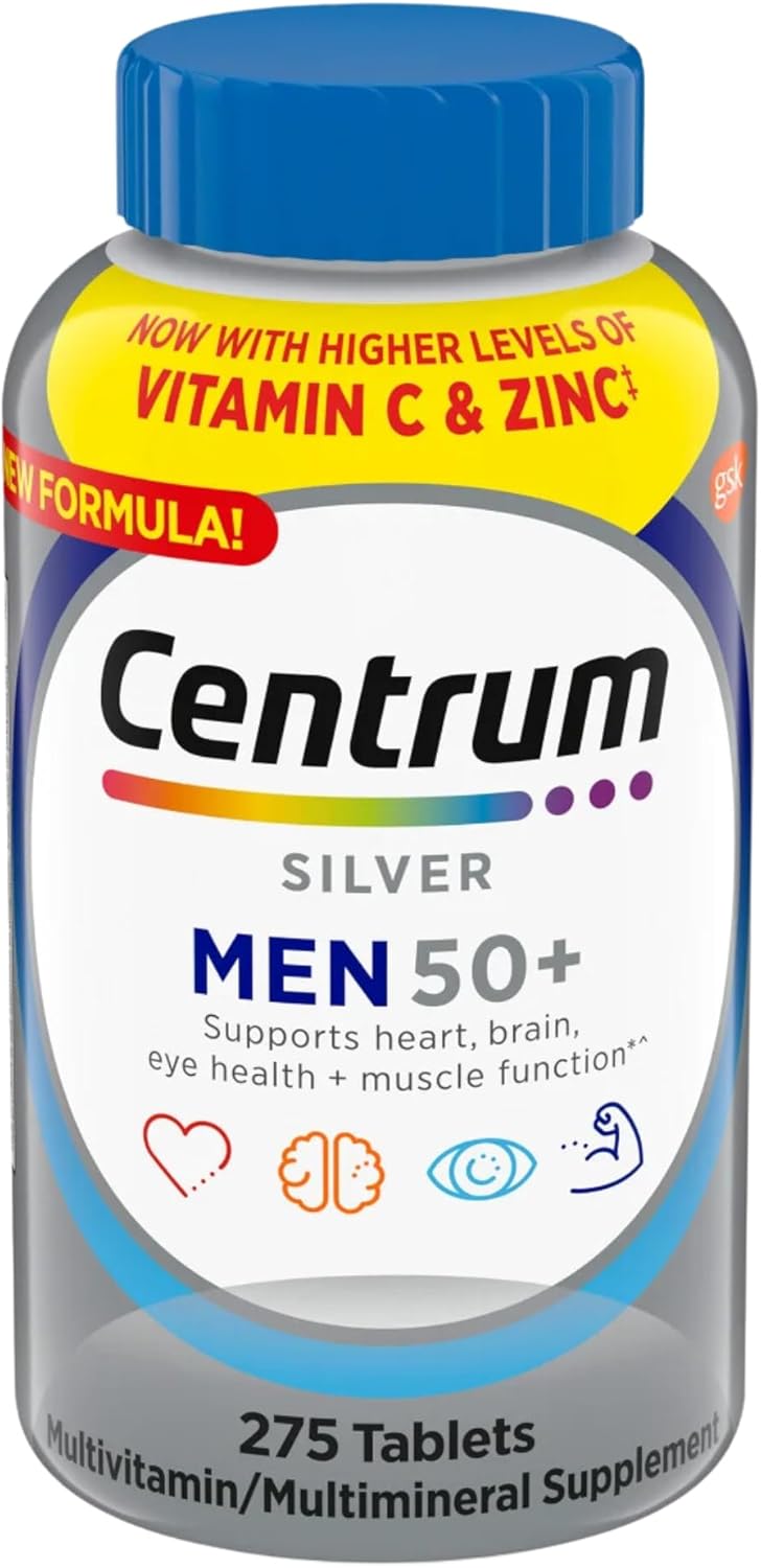 Centrum Silver Men's 50 Plus Multivitamin with Vitamin D3, B Vitamins - 275 Tablets