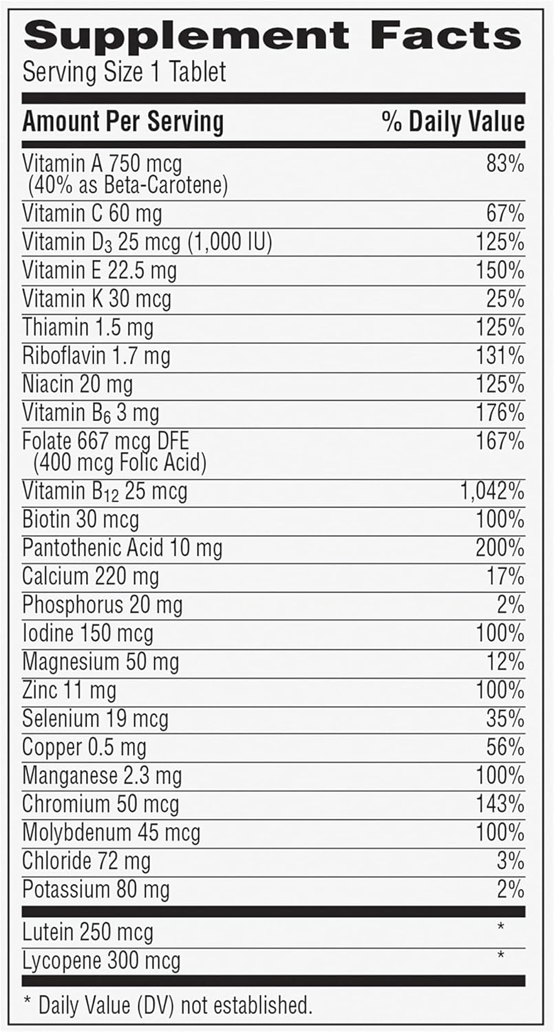 Centrum Silver Multivitamin for Adults 50 Plus - 125 Count, Vitamin D3, B Vitamins, Calcium, Antioxidants, Gluten Free, Non-GMO.