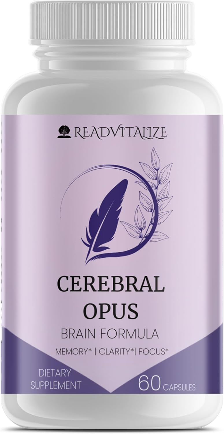 Cerebral Opus Memory and Focus Brain Supplement with Vitamin D, Folic Acid & Phosphatidylserine - Boost Energy and Reduce Brain Fog - 60 Capsules