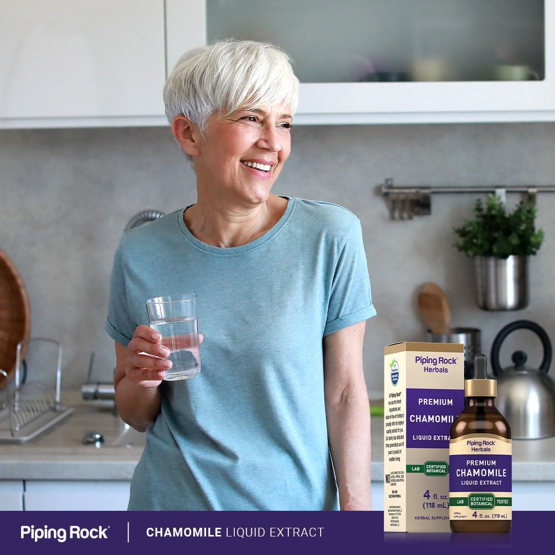 Certified Botanical Chamomile Flower Extract Liquid | 4 fl oz | Alcohol-Free Tincture | Vegetarian & Non-GMO Supplement