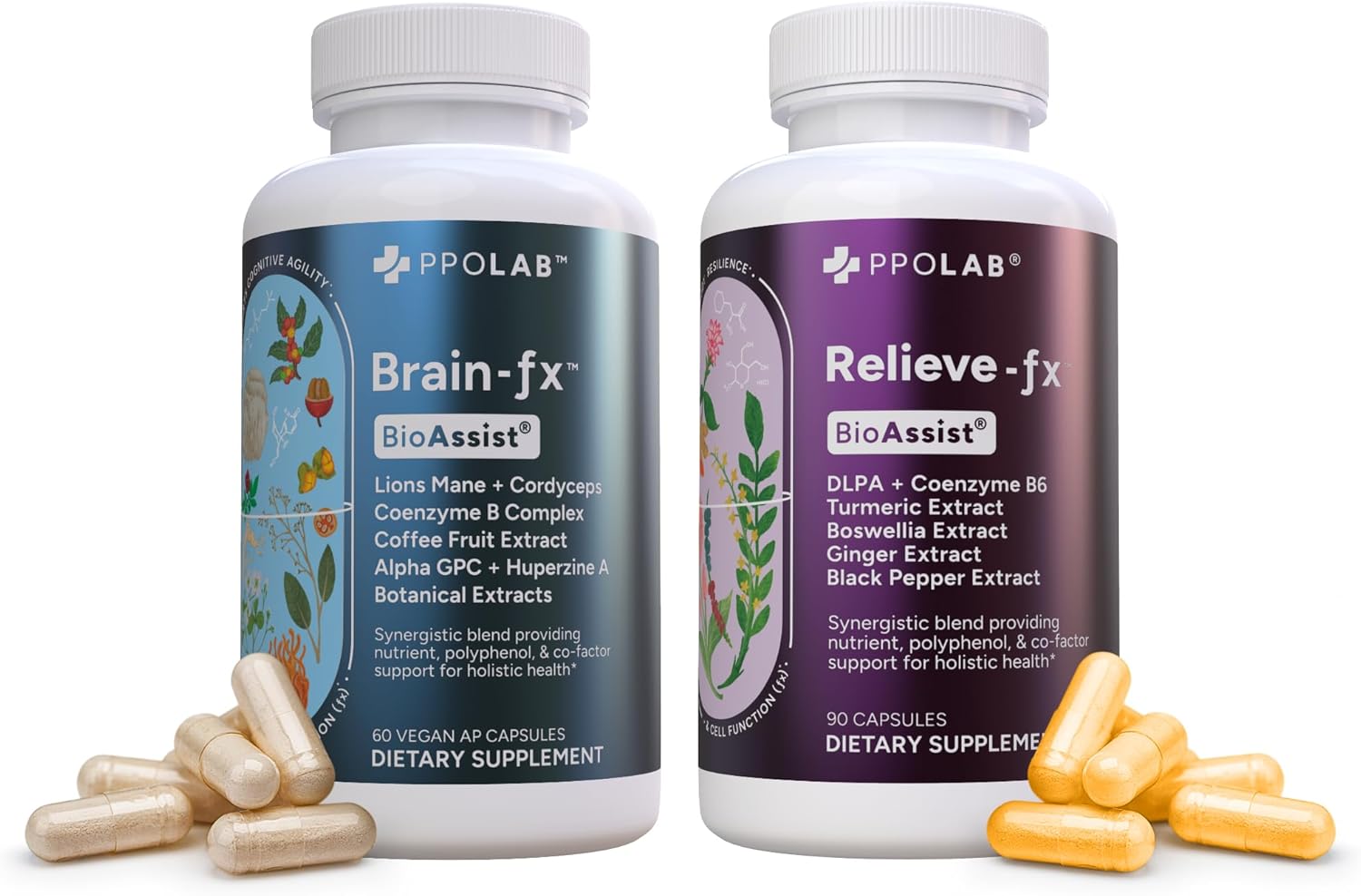 Certified Clean PPO Lab BioAssist® Relief Bundle: Relieve-Fx™, Brain-fx™, Joint Support, Detox, Nootropic for Memory, Focus, Energy