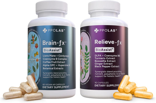 Certified Clean PPO Lab BioAssist® Relief Bundle: Relieve-Fx™, Brain-fx™, Joint Support, Detox, Nootropic for Memory, Focus, Energy