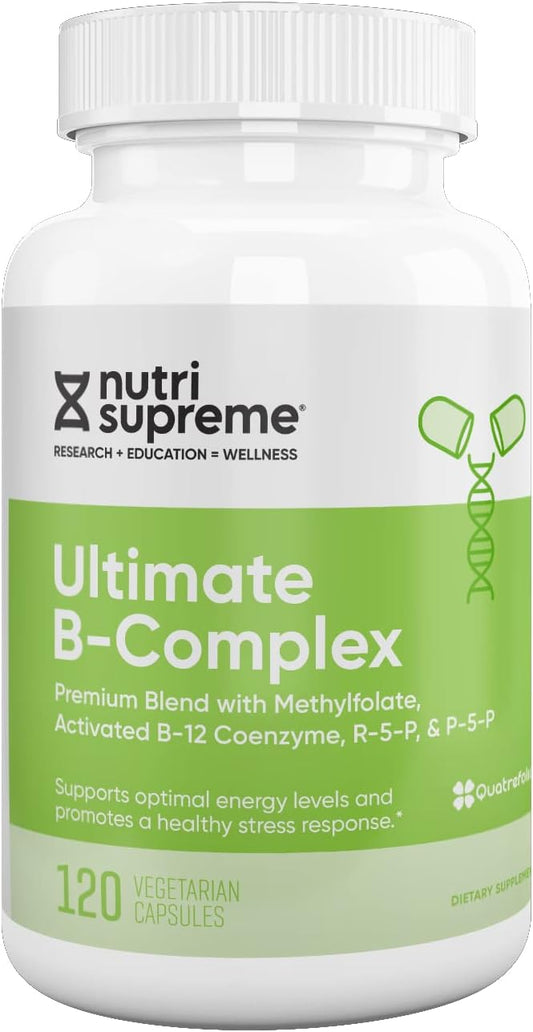 Certified Kosher Ultimate B Complex Supplement - 120 Vegetarian Capsules by NUTRI-SUPREME RESEARCH