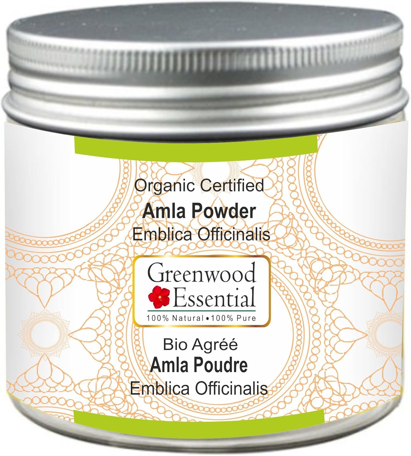 Certified Organic 100% Natural Amla Powder (Indian Gooseberry) 100gm (3.5 oz) - Therapeutic Grade by Greenwood Essential