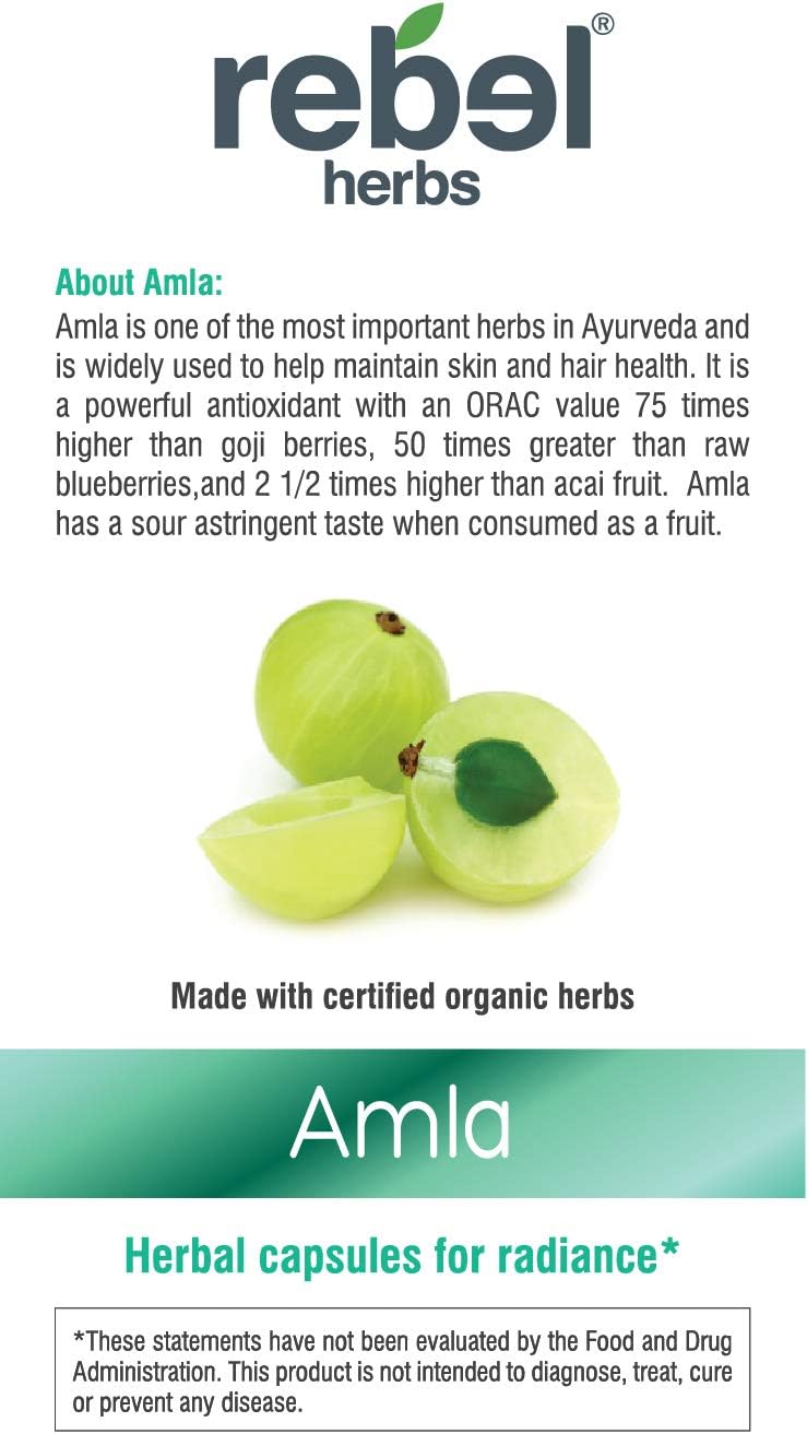 Certified Organic Amla Capsules - Ayurvedic Immune Support with Antioxidant Benefits, Vegan & Gluten-Free