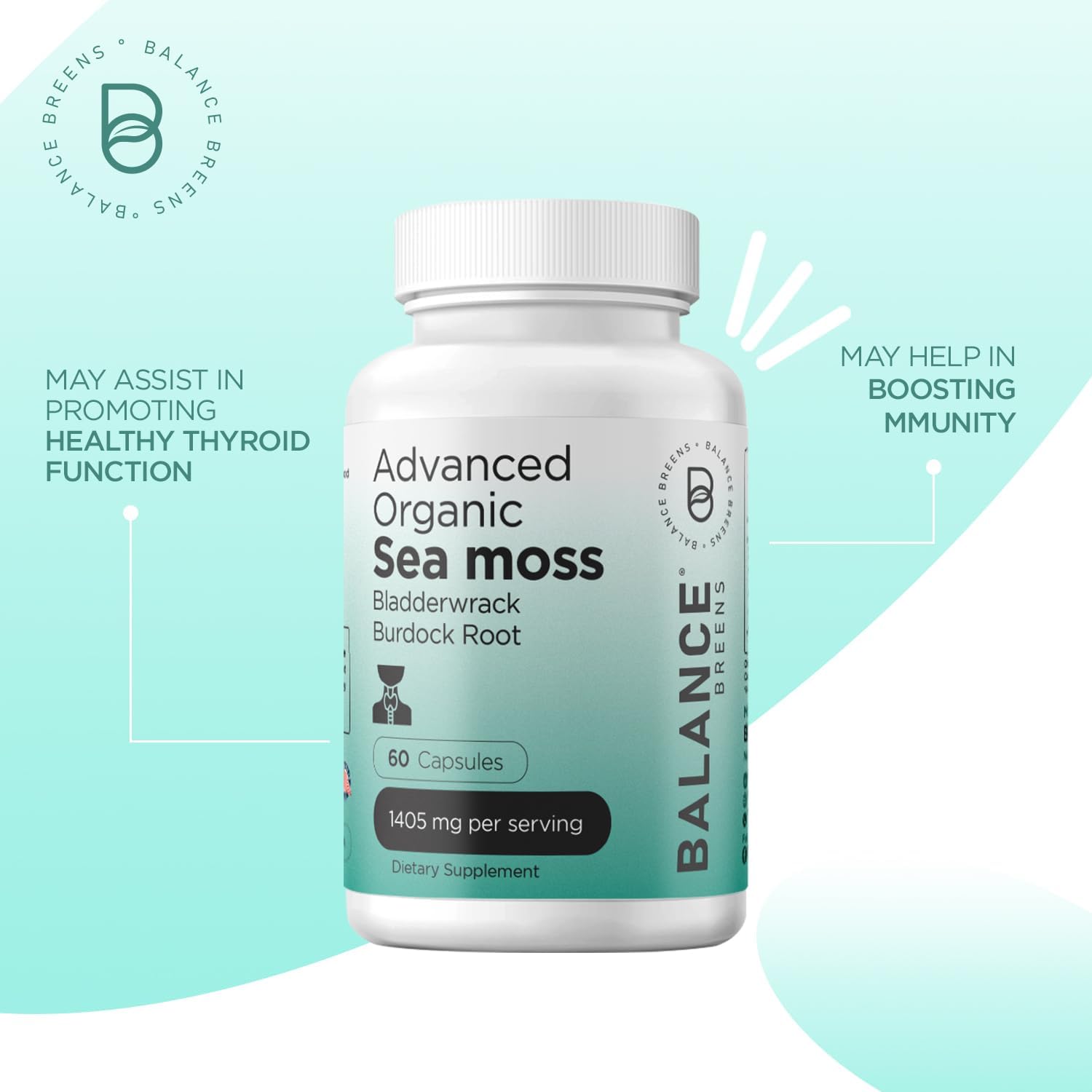 Certified Organic Ashwagandha and Irish Sea Moss Combo - Balancebreens Balance Breens 1600 mg Supplement