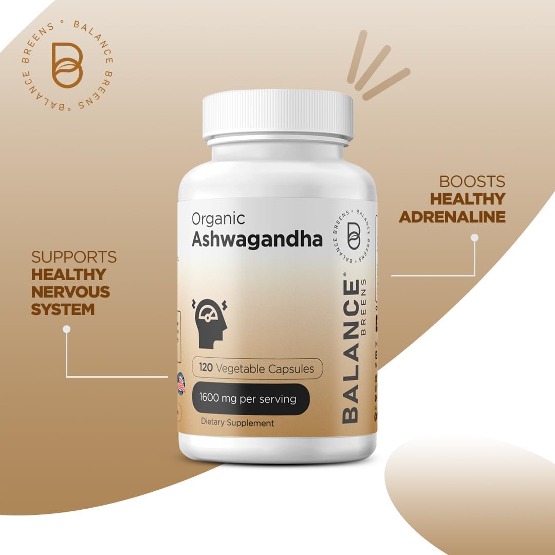 Certified Organic Ashwagandha & Citrus Bergamot Supplement Combo - 1600mg & 500mg