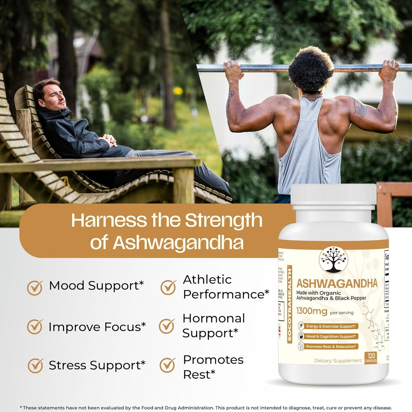 Certified Organic Ashwagandha with Black Pepper Capsules - Non-GMO, Gluten-Free, Vegan - Supports Mood, Energy, Rest, and Relaxation