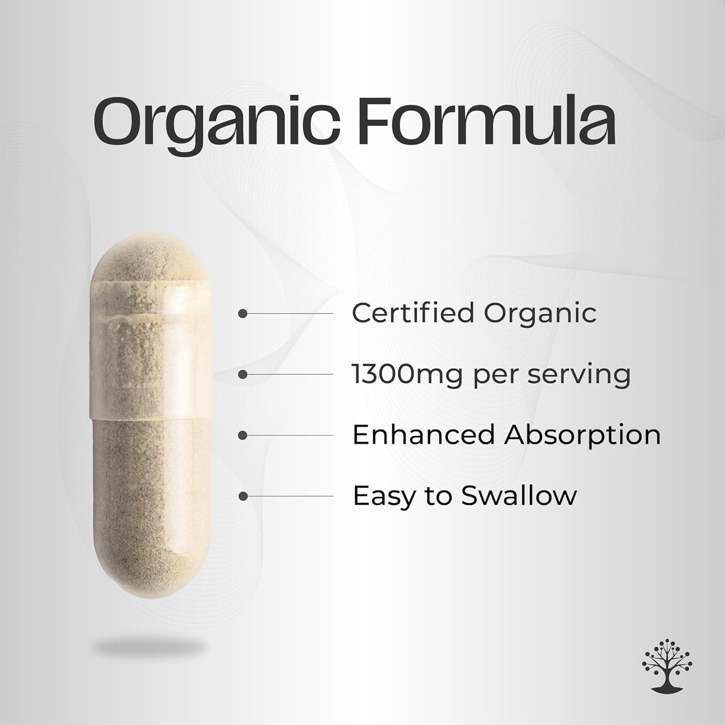 Certified Organic Ashwagandha with Black Pepper Capsules - Non-GMO, Gluten-Free, Vegan - Supports Mood, Energy, Rest, and Relaxation