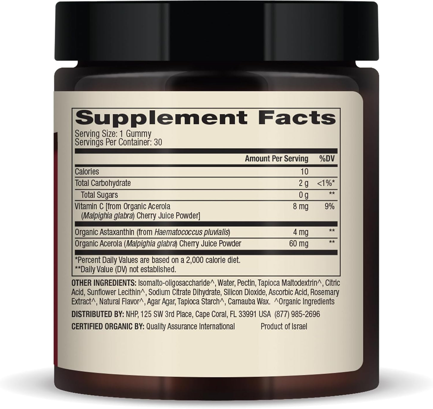 Certified Organic Astaxanthin Gummies - Immune Support Supplement, 4mg Per Serving, Non-GMO - 30 Servings