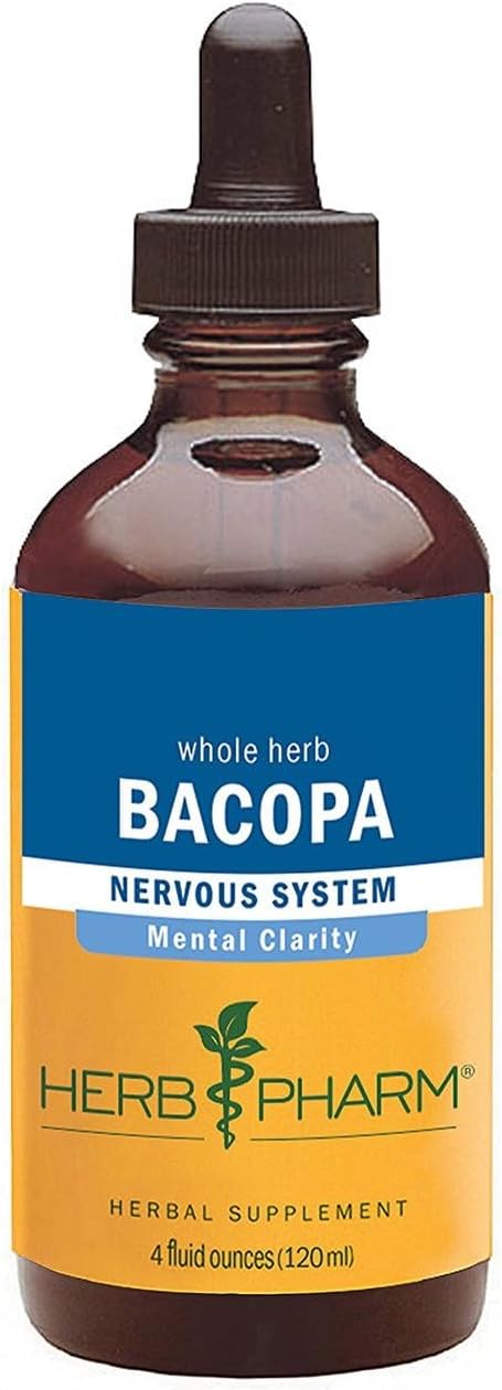 Certified Organic Bacopa Liquid Extract 4oz - Herbal Brain Support Formula by Herb Pharm