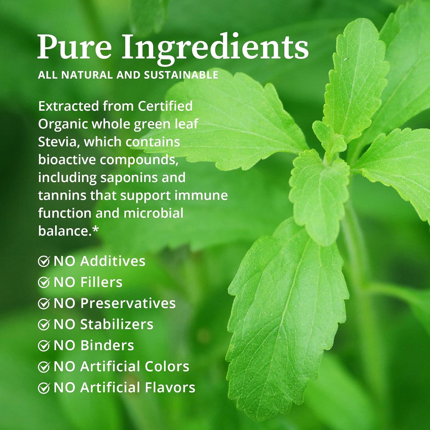 Certified Organic BioPure Stevia Extract - Herbal Tincture for Immune Support & Gut Health - 2 fl oz