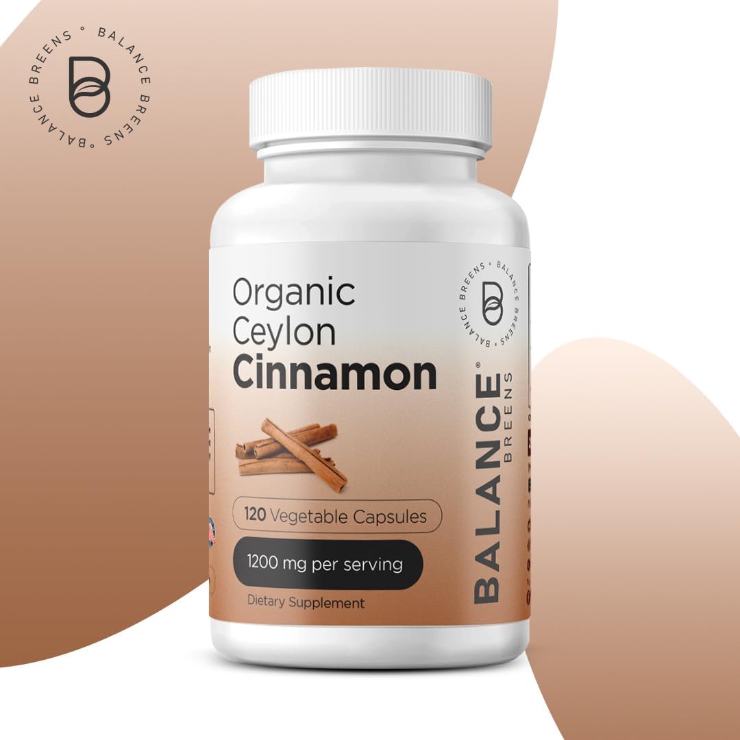 Certified Organic Ceylon Cinnamon and Ashwagandha Supplement Combo - 1200mg Cinnamon + 1600mg Ashwagandha