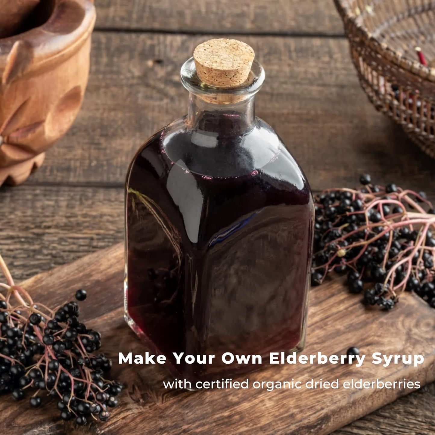 Certified Organic Dried Whole Elderberries for DIY Elderberry Syrup - Non-GMO Sambucus Nigra, Non-Irradiated - Holistic Market Co.