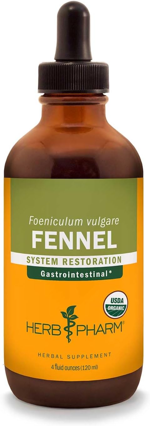 Certified Organic Fennel Liquid Extract - 4 Ounce Bottle for Digestive System Support by Herb Pharm
