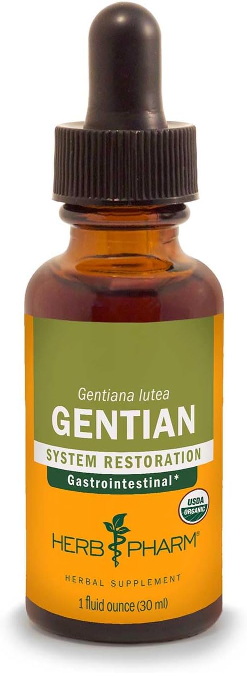Certified Organic Gentian Liquid Extract for Digestive Support - 1 oz by Herb Pharm